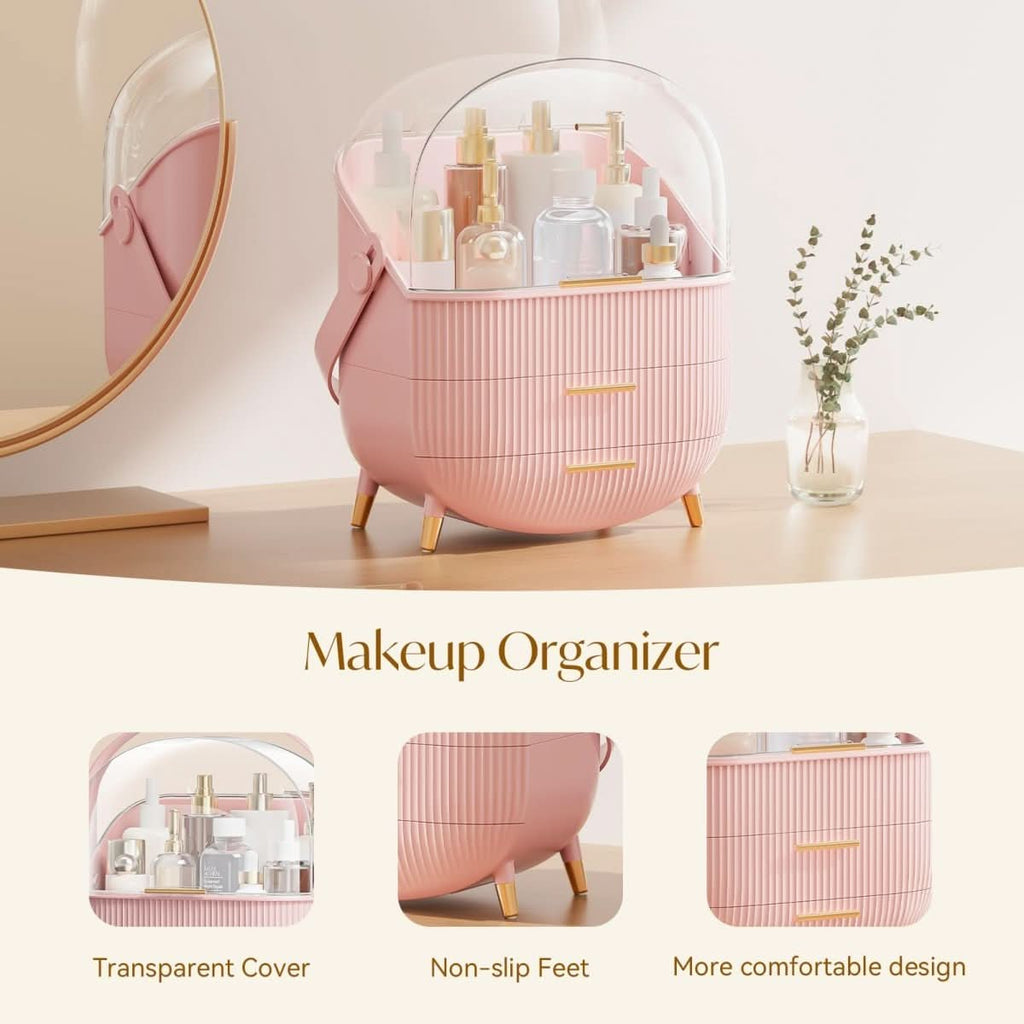 AuraLux Makeup Organizer Box Dustproof and Waterproof with Elegant Design for Women