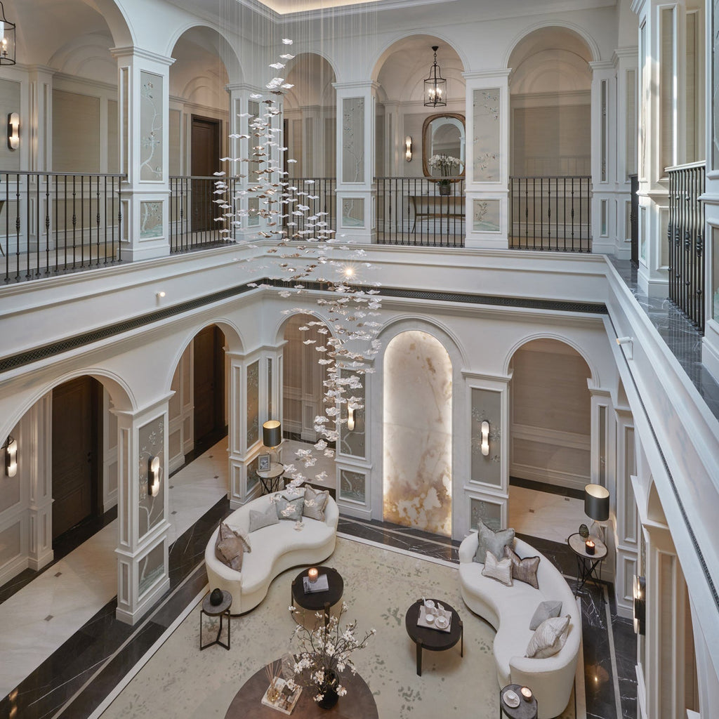 Grande lampadario a foglie di cristallo Nephele — Rosone 210x80cm, onde a cascata
