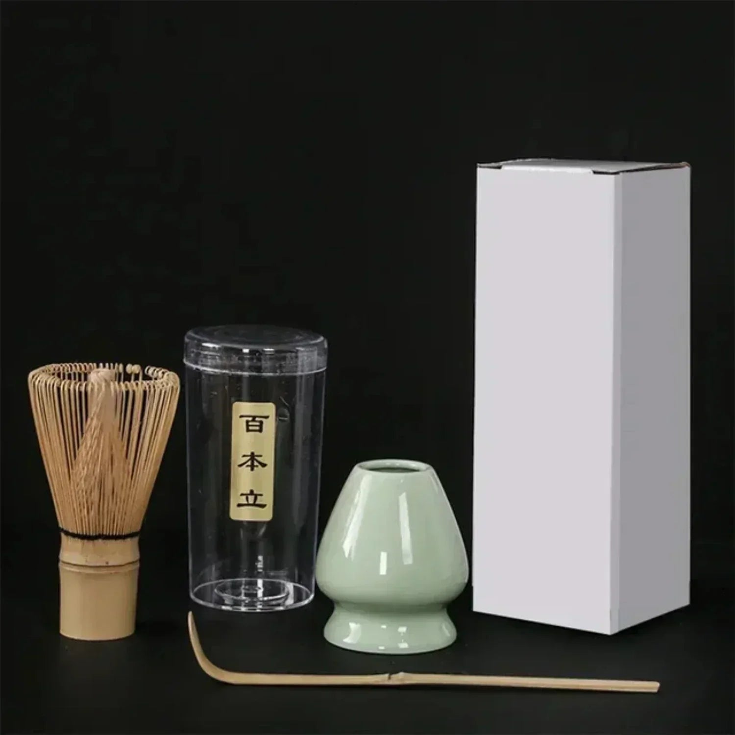 Ensemble d'outils pour cérémonie du thé japonaise – Fouet à matcha élégant, pinceau pour mélanger et support avec 3 cuillères à thé
