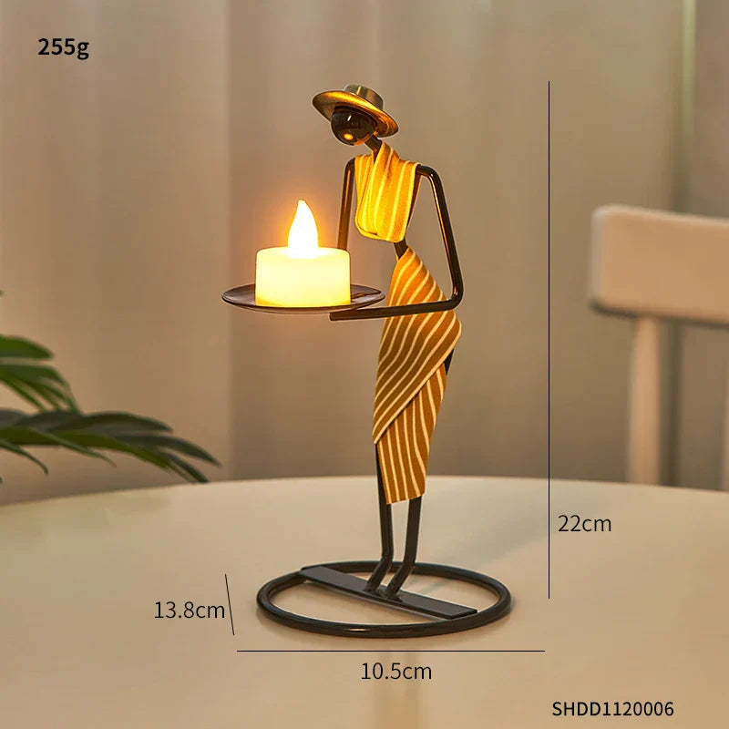 Eloria | Castiçal de Ferro em Forma de Mulher para Decoração Romântica e Luxuosa | Orntli