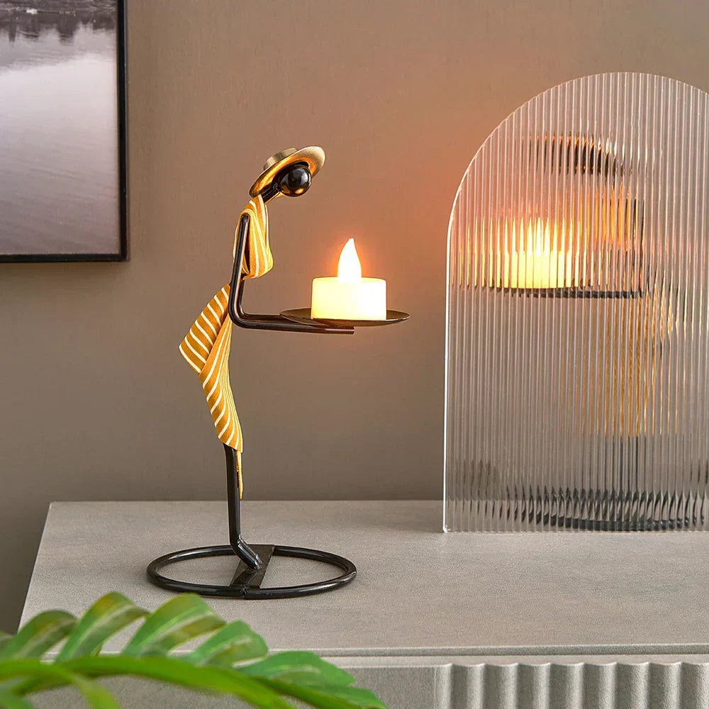 Eloria | Castiçal de Ferro em Forma de Mulher para Decoração Romântica e Luxuosa | Orntli