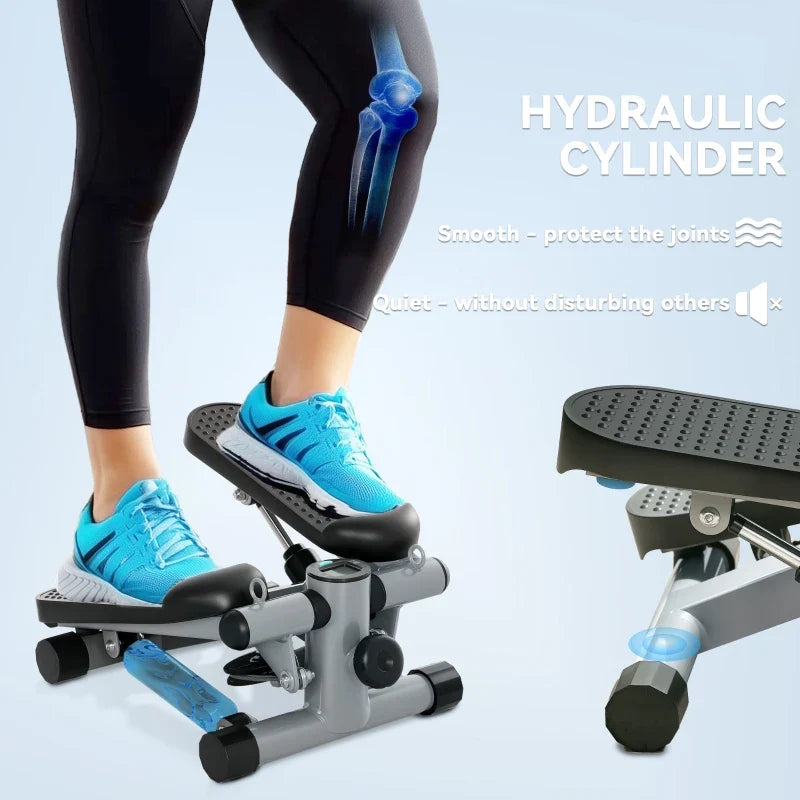 Mini stepper cvičební stroj - kompaktní domácí posilovna - nastavitelný odpor - šedý