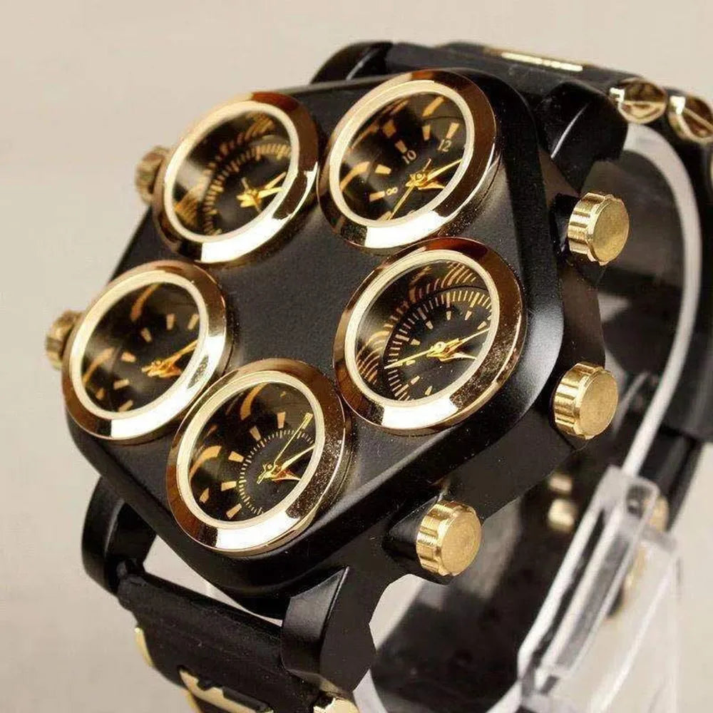 Jam Tangan Kuarsa Multi-Zon Punk: Gaya Berani & Penjagaan Masa Global