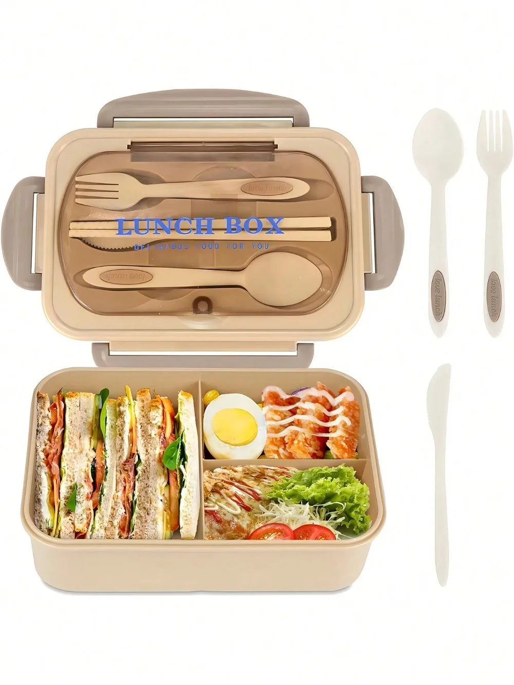 Portapranzo Bento da 1200 ml — 4 scomparti, a tenuta stagna, posate