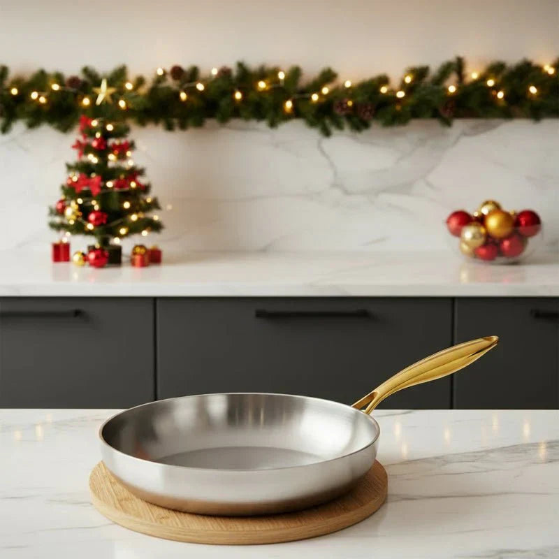 Pánev NovaChef z nerezové oceli 316 pro indukci, 7vrstvá pro rovnoměrný ohřev, 28 cm pro domácí kuchaře