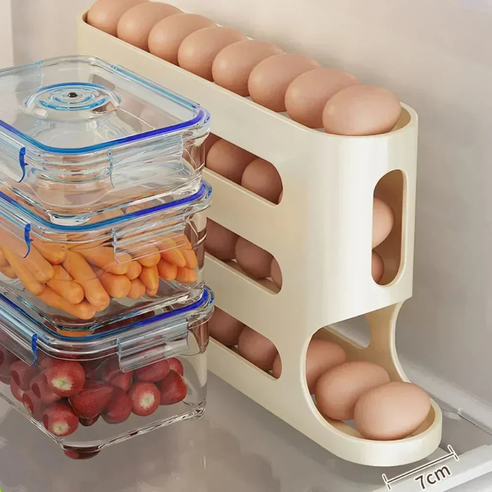 Dispenser automatico per uova AviaryNest a 4 livelli, salvaspazio, organizzatore per frigorifero per uso domestico