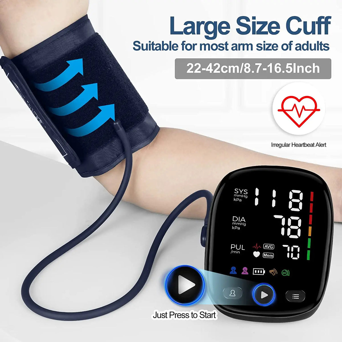 Automatic Blood Pressure Monitor – Upper Arm BP Cuff Machine with LED ...