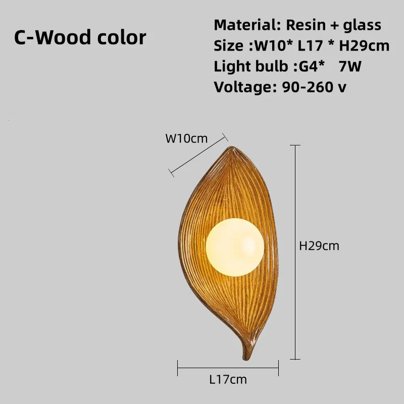 FeuilleDorée - Złota Lampa Ścienna z Listkami LED