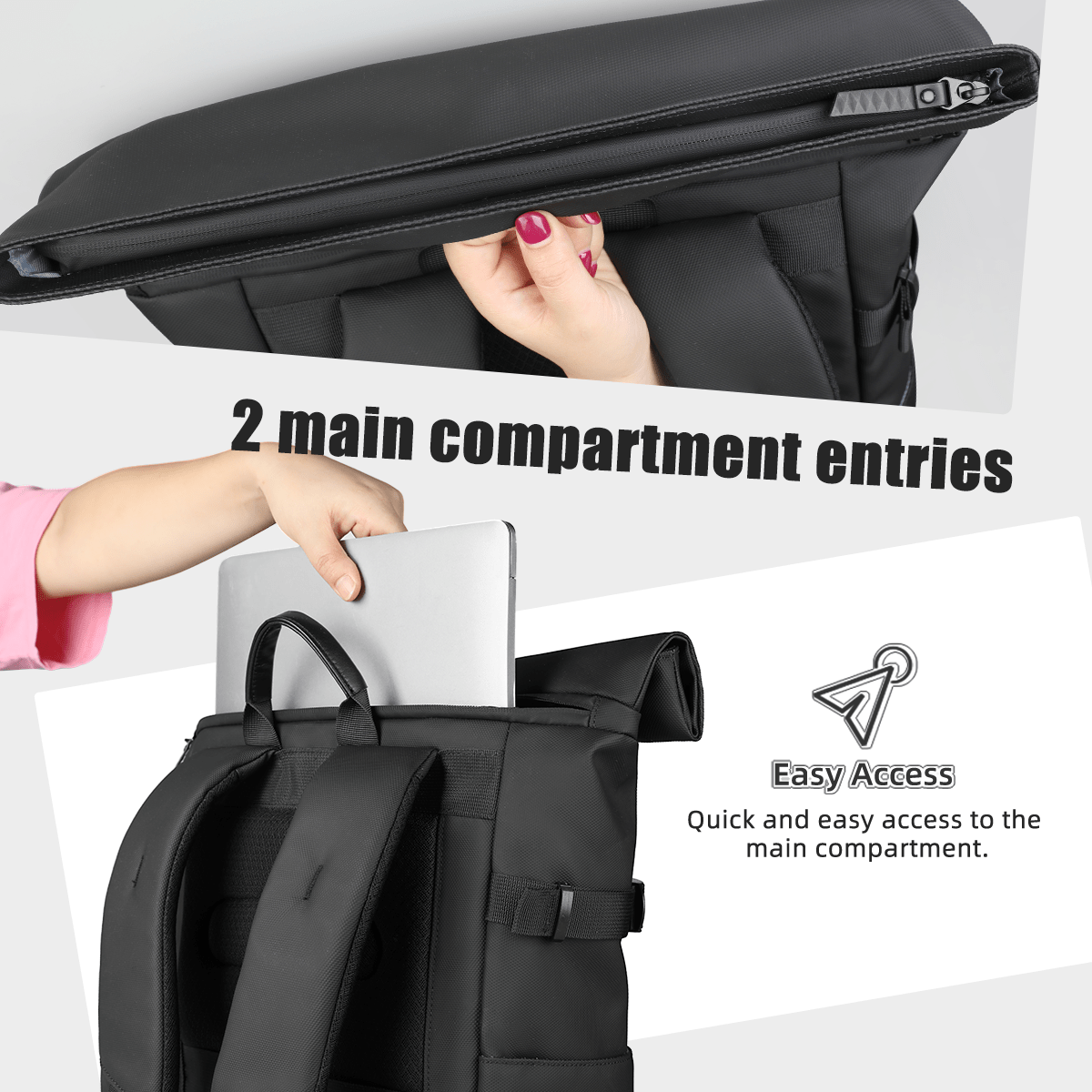 Mochila versátil y expandible TrailFlex con compartimento para portátil para aventureros