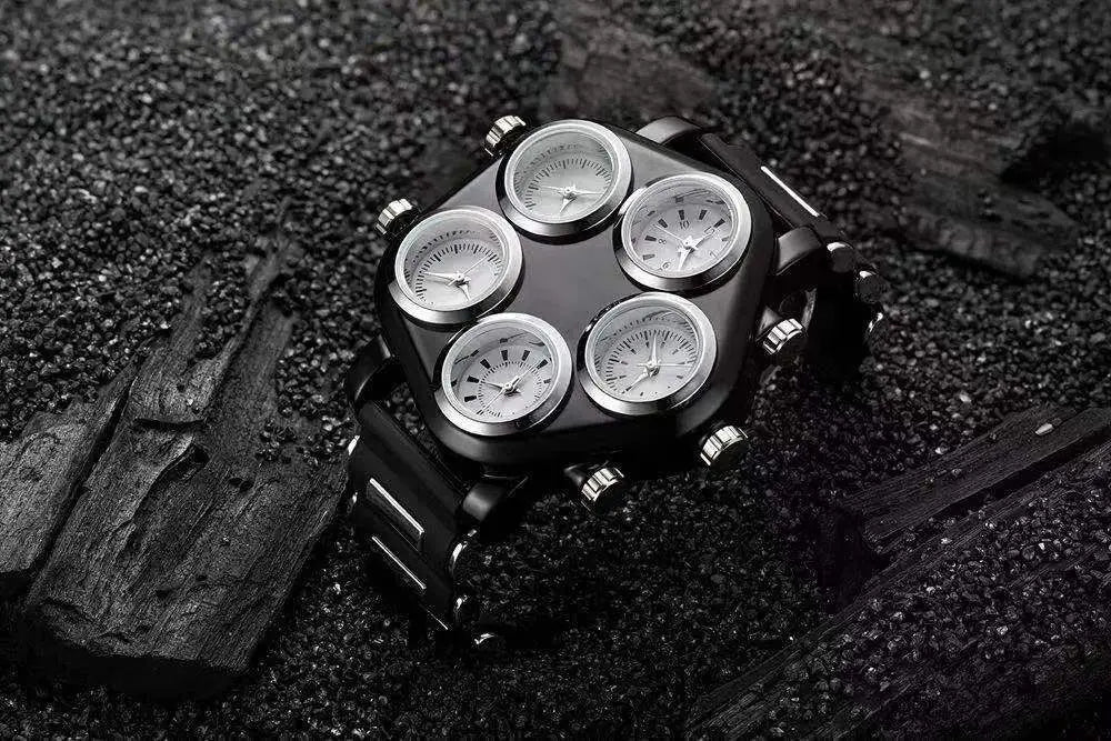 Jam Tangan Kuarsa Multi-Zon Punk: Gaya Berani & Penjagaan Masa Global
