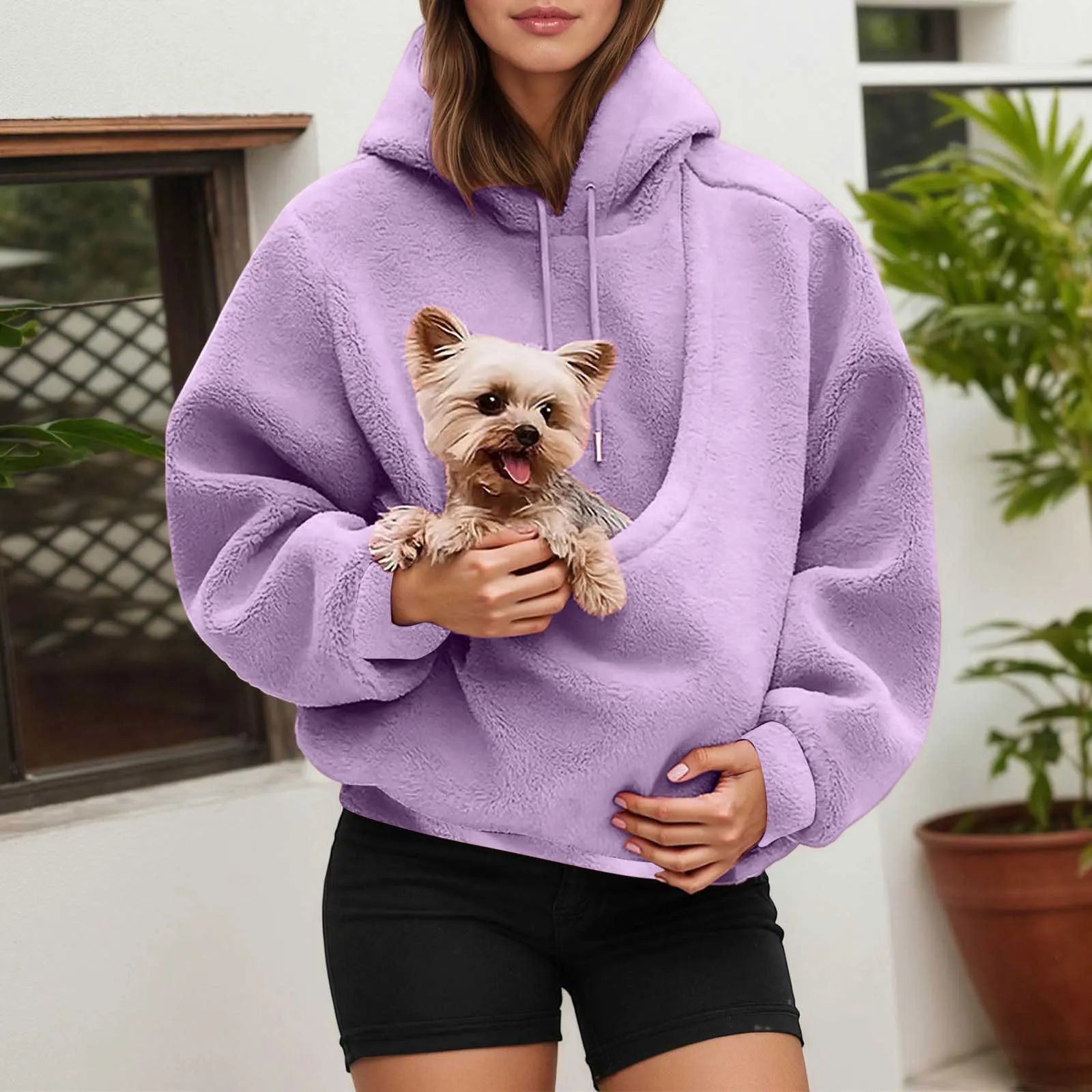 Katzenliebhaber-Hoodie mit Design und Haustiertasche