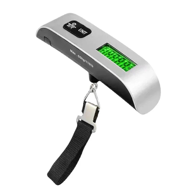 Digitální váha na zavazadla - kapacita 50 kg - přesnost 50 g - LCD displej - páskový a háčkový typ