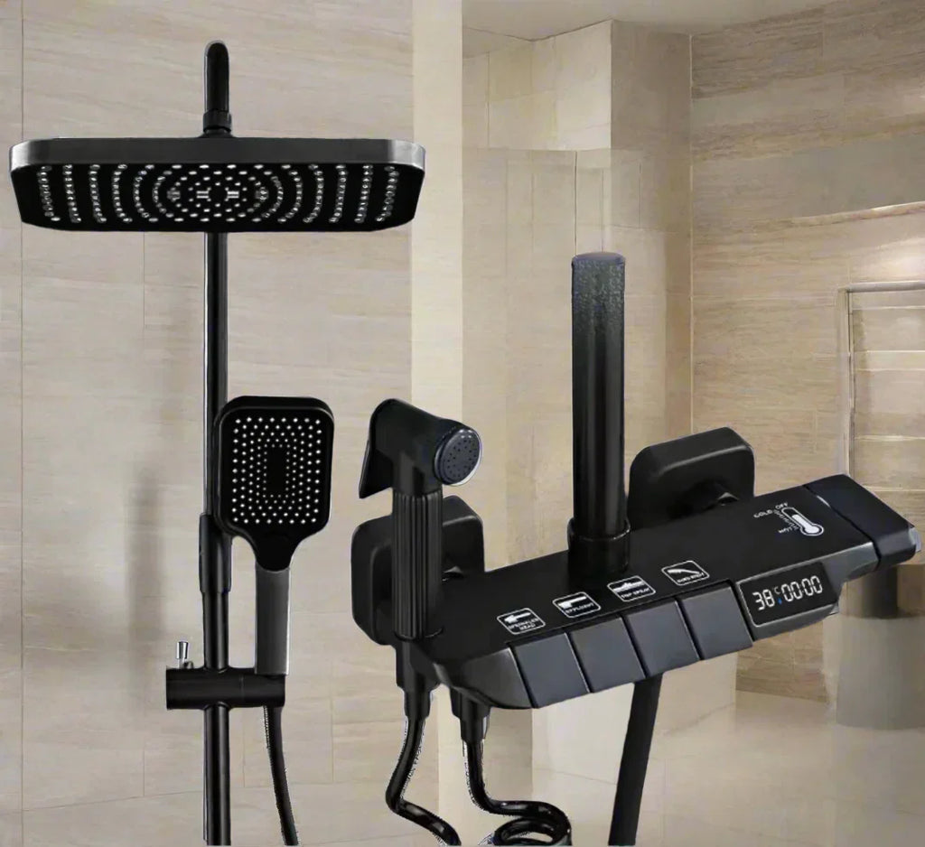 Sara luksuzni digitalni LED sustav za tuširanje s kišom - podesivi mesingani termostat i set slavine za bide