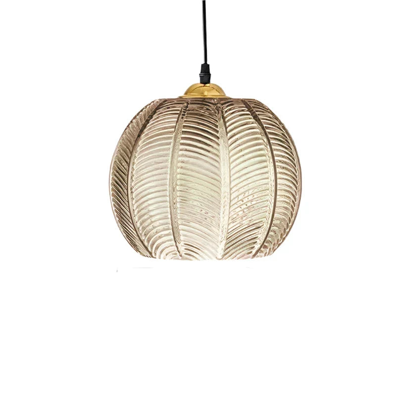 Skleněné závěsné svítidlo se vzorem listů - designová lampa