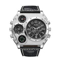 Montre militaire pour homme Oulm Titan – Montre-bracelet sportive à quartz multi-fuseaux horaires avec cadran surdimensionné