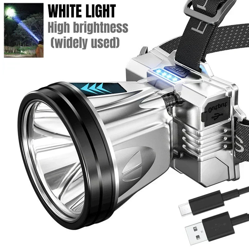 Faro frontale ricaricabile a LED super luminoso ad alta potenza 🔦✨