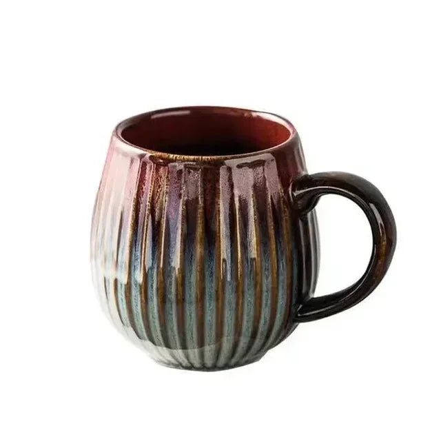 Tasse à café en céramique avec glaçure dégradée japonaise – Design élégant style rétro pour la maison et le bureau