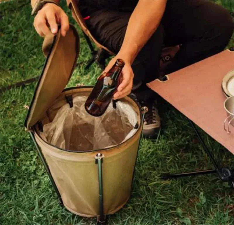 TrailNest sammenfoldelig campingaffaldsspand på 20 l til campister med Oxford-stof og PVC-foring