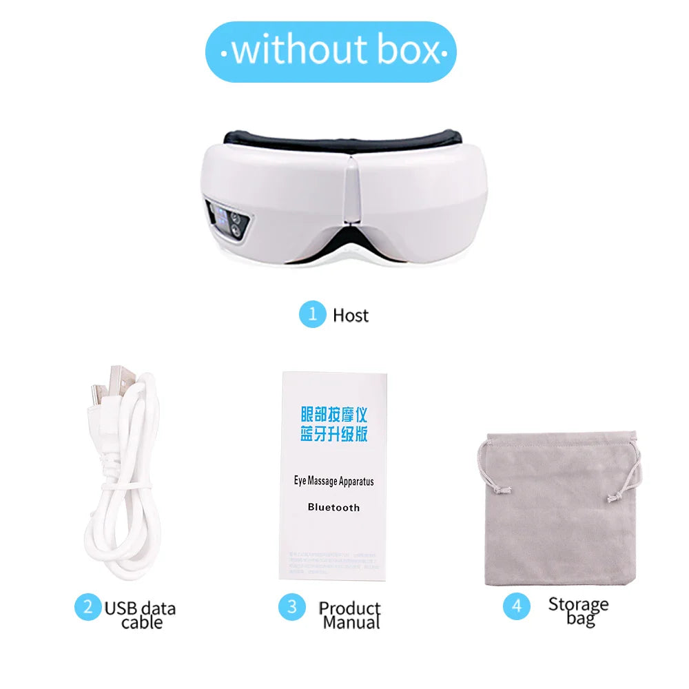 Eye Massager - 6D Airbag Compression - Bluetooth Music - 4 Modes - 1200mAh