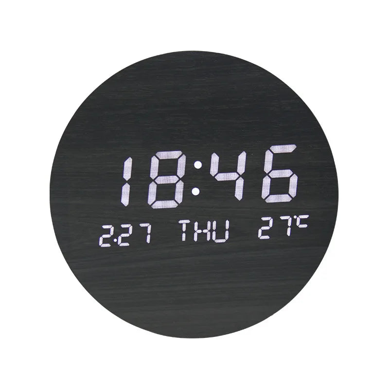 EcoChime – Reloj de Escritorio de Madera con Alarma y Pantalla LED
