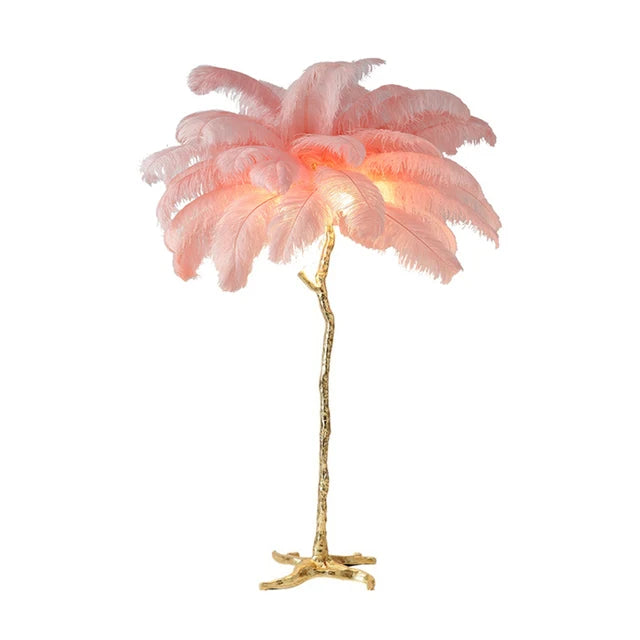 LuxeQuill Ostrich Feather Floor Lamp For Living Room