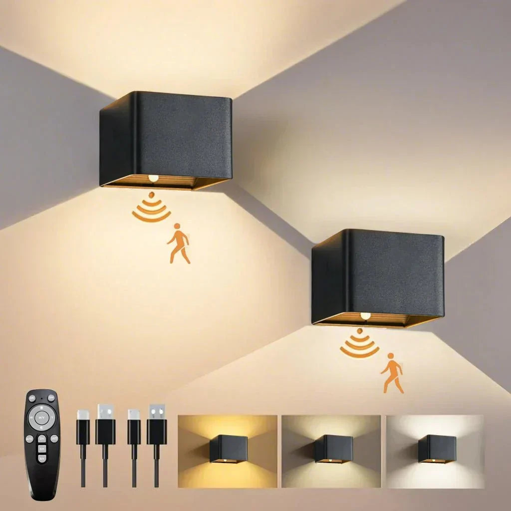 NovaGlow Lámpara de pared LED inalámbrica inteligente con sensor de movimiento y batería de 4000mAh para pasillos