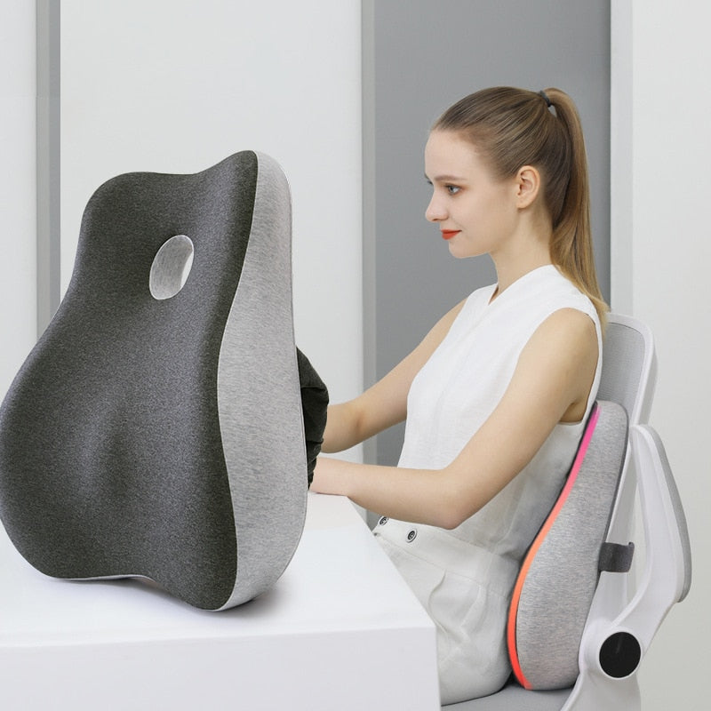 Cojín ortopédico de espuma viscoelástica para soporte lumbar y coxis