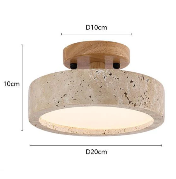 Kulaté travertinové stropní svítidlo - minimalistický a hřejivý design