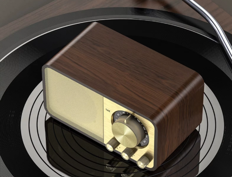 مكبر صوت بلوتوث نوستالجي - مضخم صوت لاسلكي خشبي عتيق مع بلوتوث 5.0