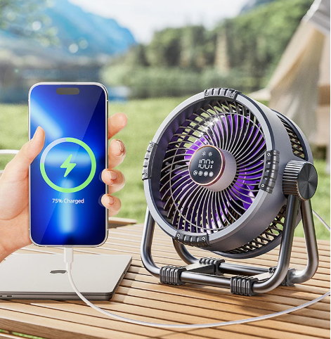 TrailWave 6-In-1 Rechargeable Camping Fan With Remote And LED Light