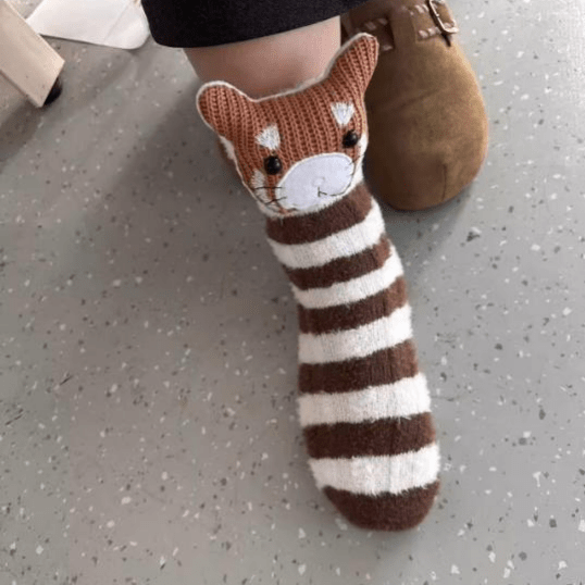 CozyNest House Socks For Home Relaxation With 3D Animal Accent And Non Slip