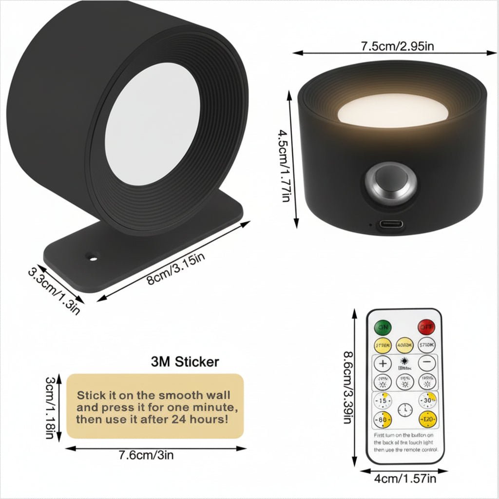 Draadloze Nordic wandlamp met afstandsbediening