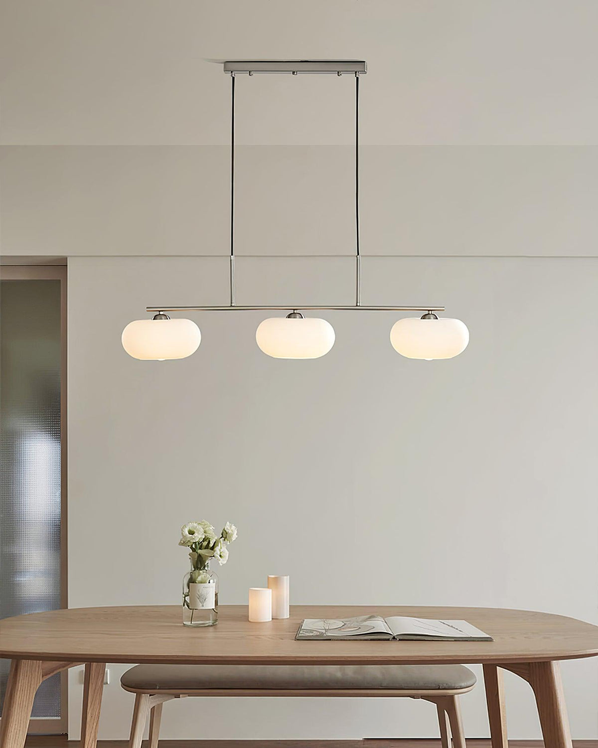 Sculptural 3-Light Adjustable Height Pendant Light