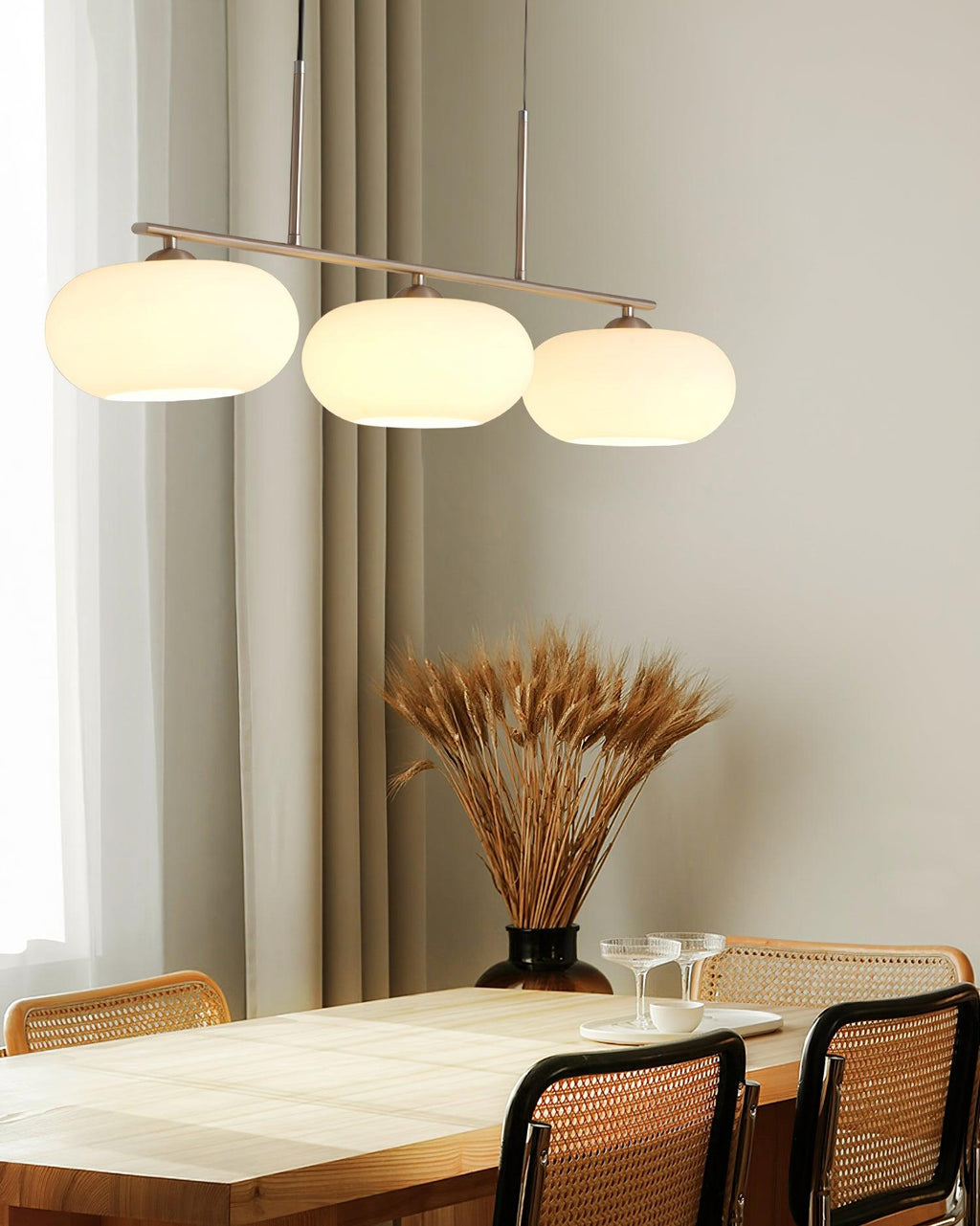 Sculptural 3-Light Adjustable Height Pendant Light