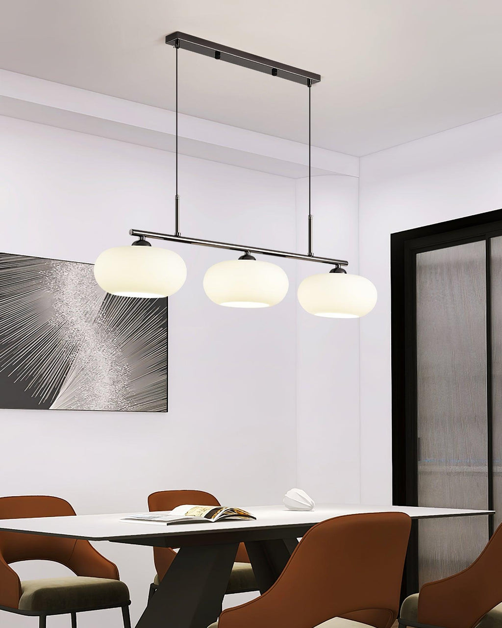 Sculptural 3-Light Adjustable Height Pendant Light