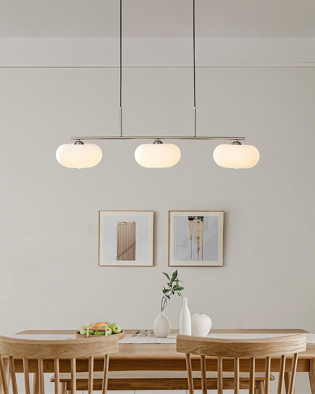 Sculptural 3-Light Adjustable Height Pendant Light