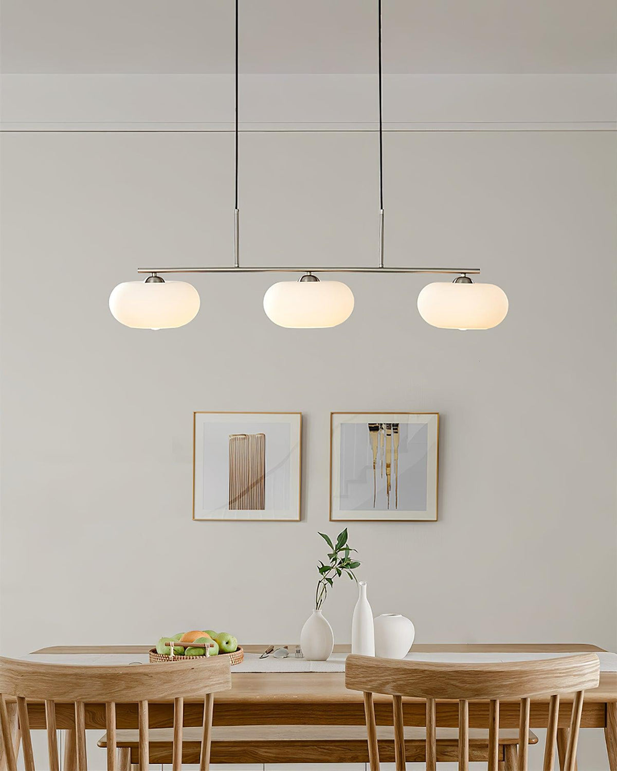 Sculptural 3-Light Adjustable Height Pendant Light
