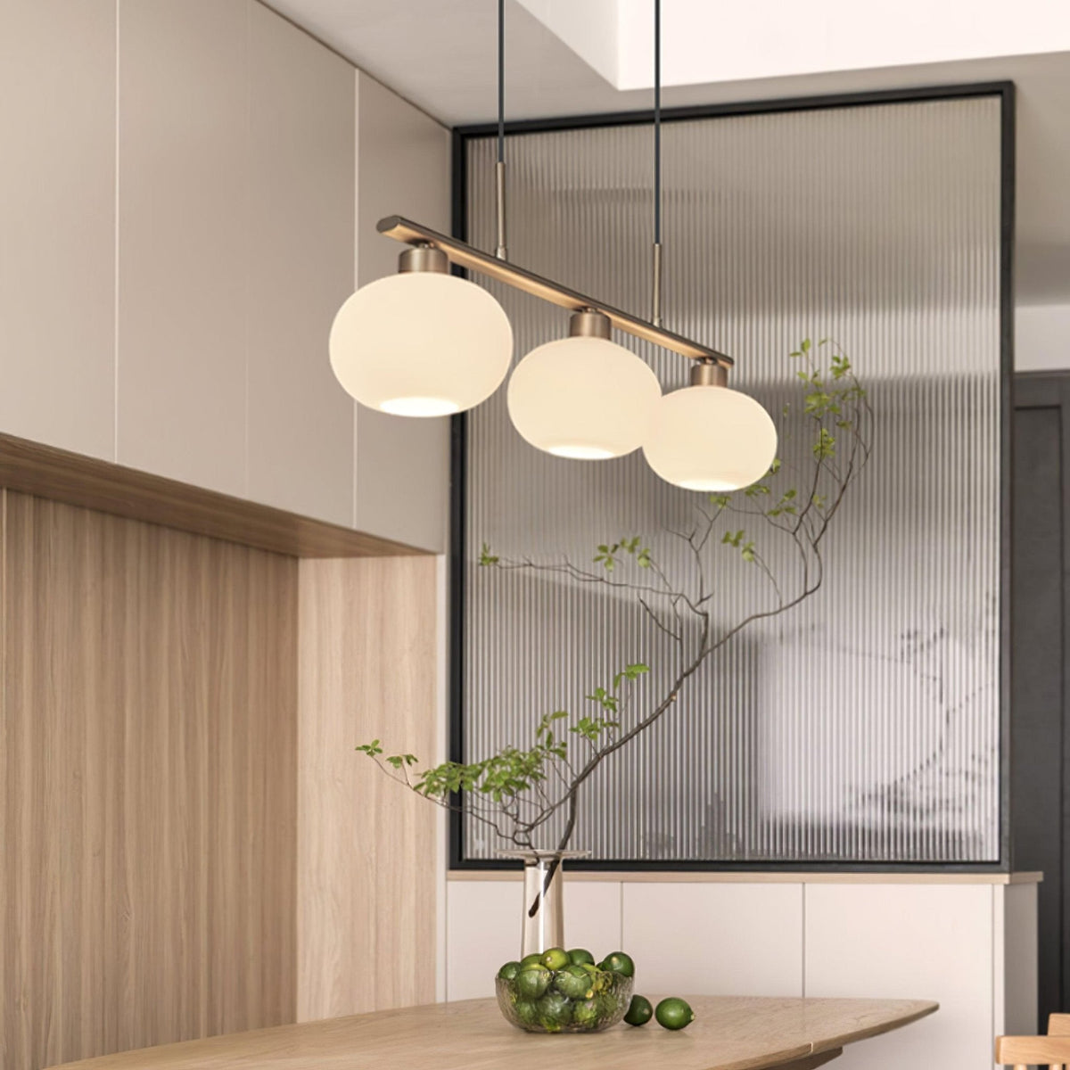 Sculptural 3-Light Adjustable Height Pendant Light