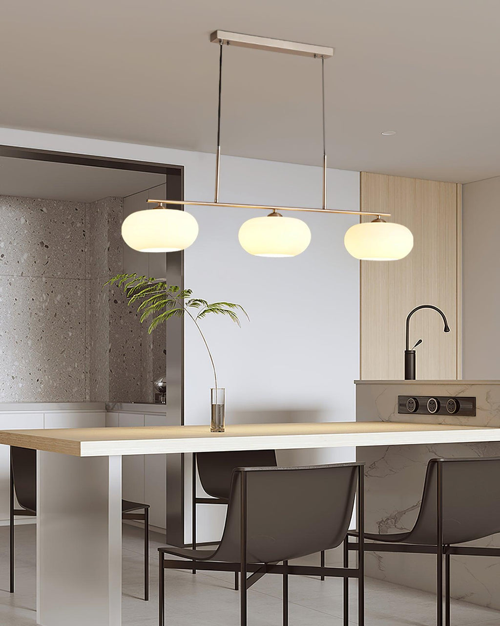 Sculptural 3-Light Adjustable Height Pendant Light