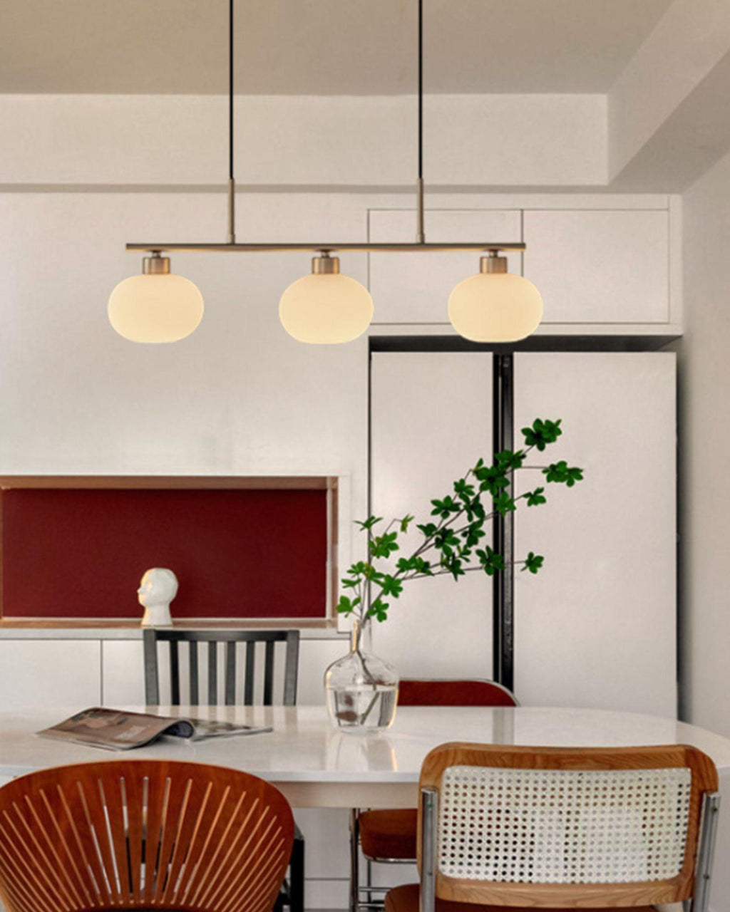 Sculptural 3-Light Adjustable Height Pendant Light