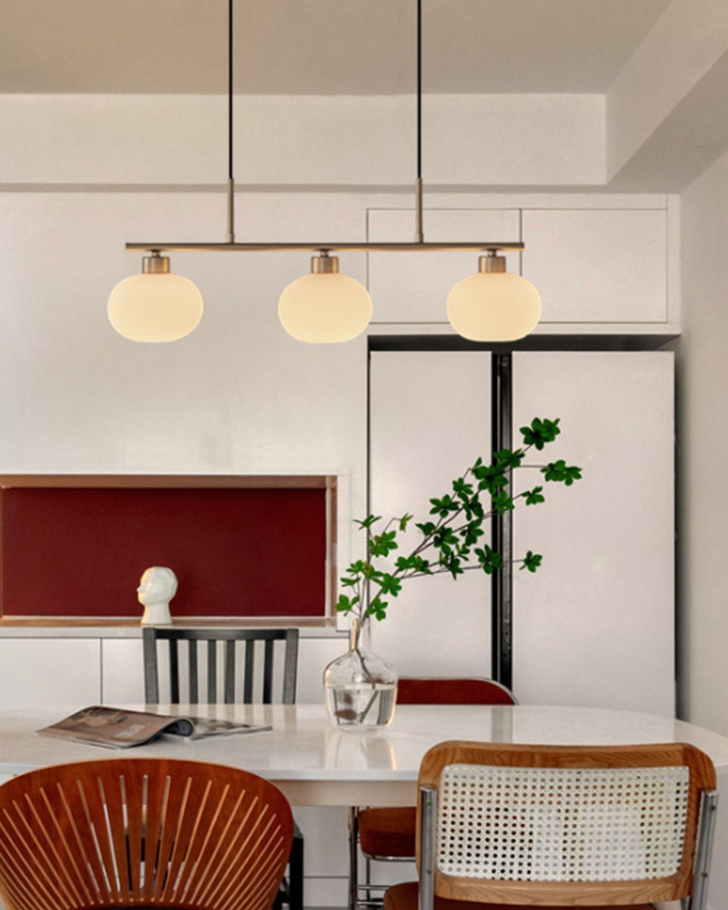 Sculptural 3-Light Adjustable Height Pendant Light