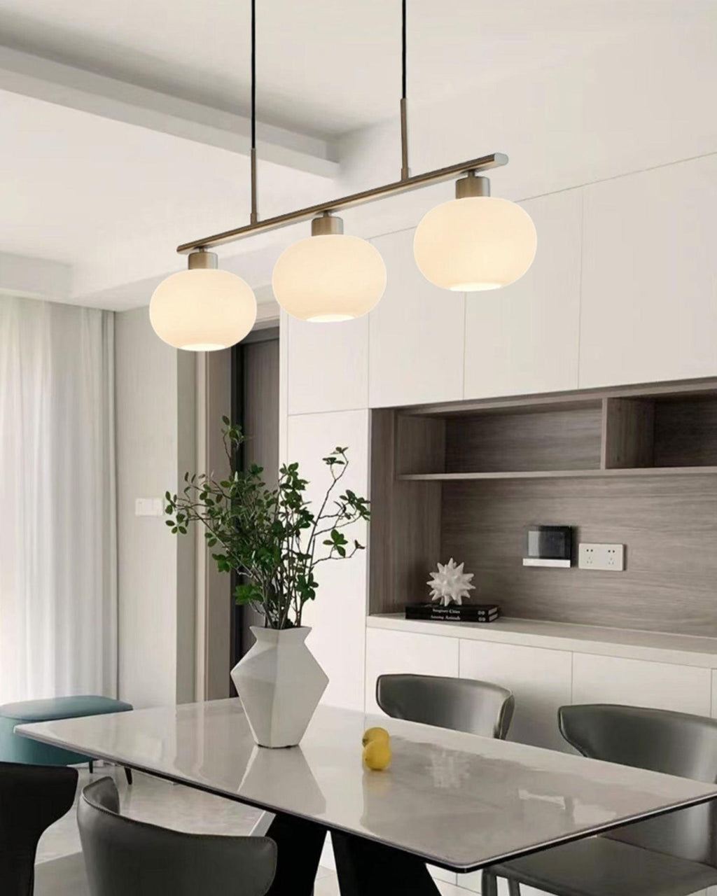 Sculptural 3-Light Adjustable Height Pendant Light