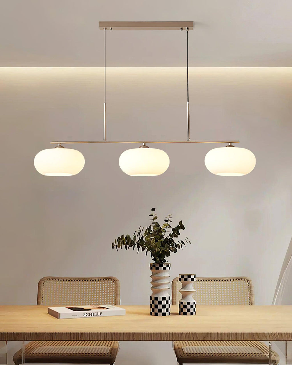 Sculptural 3-Light Adjustable Height Pendant Light