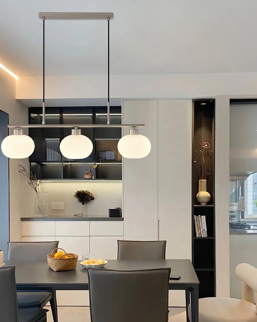 Sculptural 3-Light Adjustable Height Pendant Light