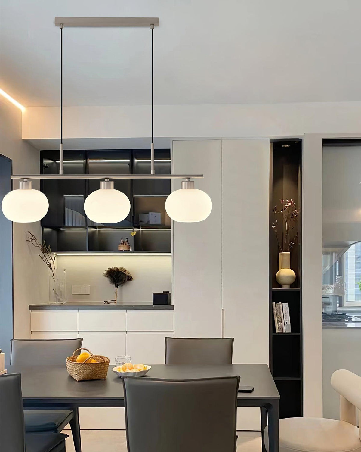 Sculptural 3-Light Adjustable Height Pendant Light