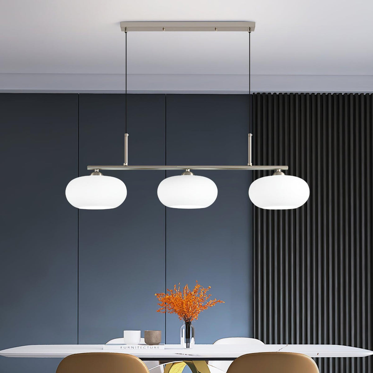 Sculptural 3-Light Adjustable Height Pendant Light