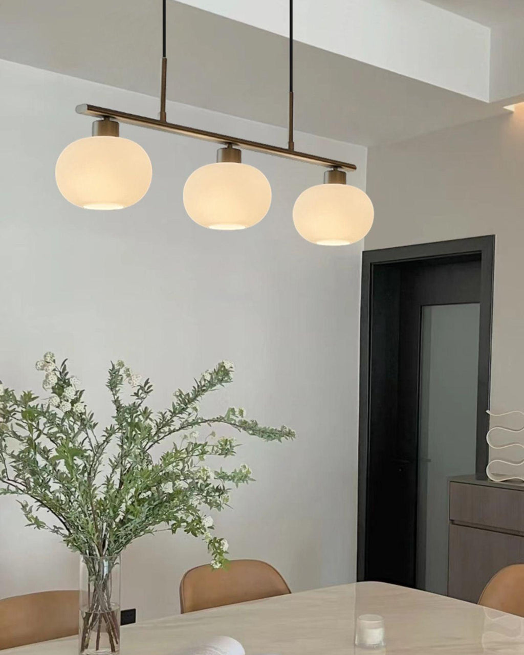 Sculptural 3-Light Adjustable Height Pendant Light