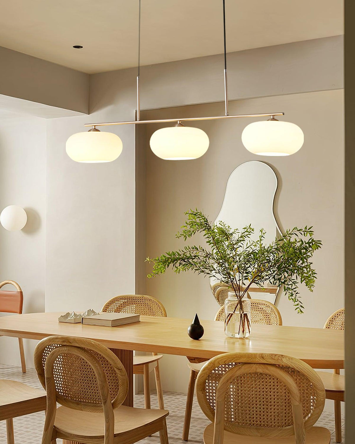 Sculptural 3-Light Adjustable Height Pendant Light