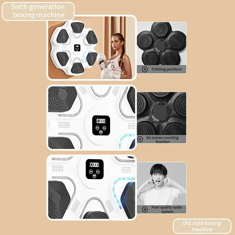 Entraîneur de Boxe Musical Intelligent – Cible Murale Interactive pour Fitness et Entraînement des Réflexes