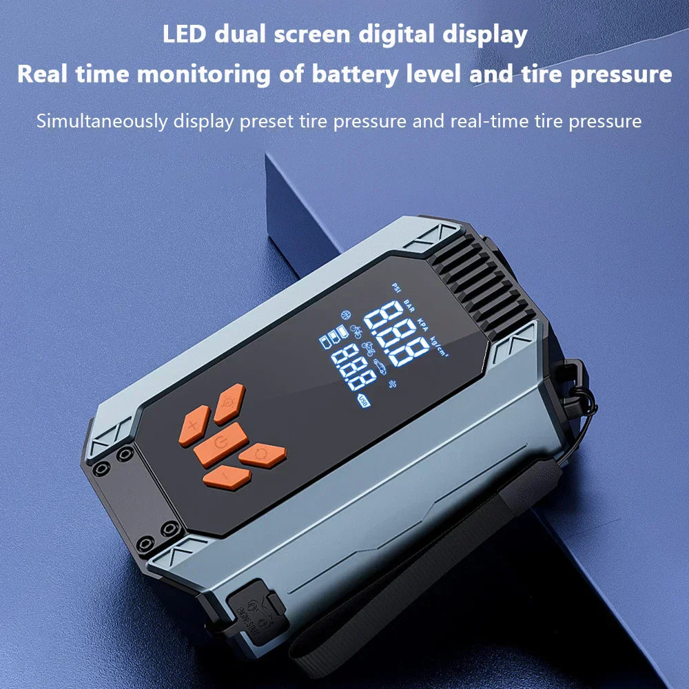 مضخة إطارات مع مقياس ضغط رقمي - إيقاف تلقائي وشاشة LED
